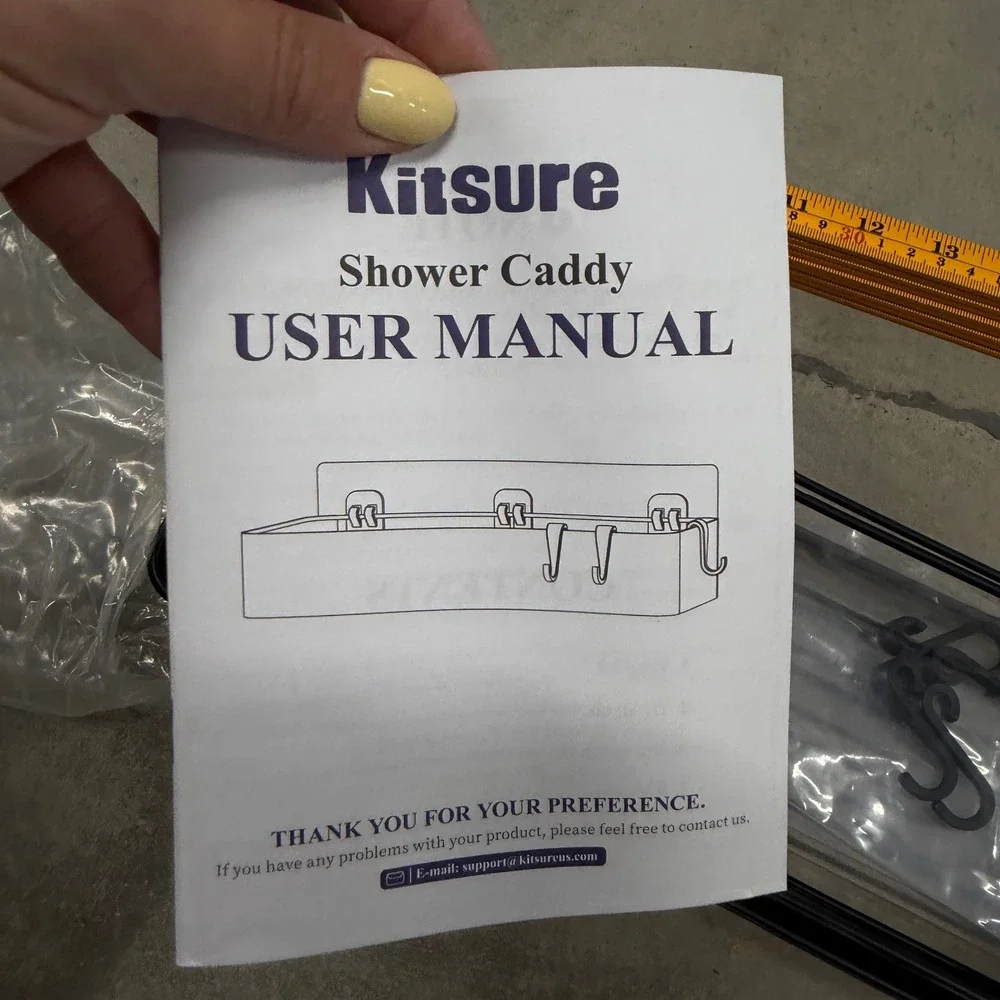 Kitsure Shower Caddy Set of 2 Black Metal Adhesive Bathroom Shelf No Drill